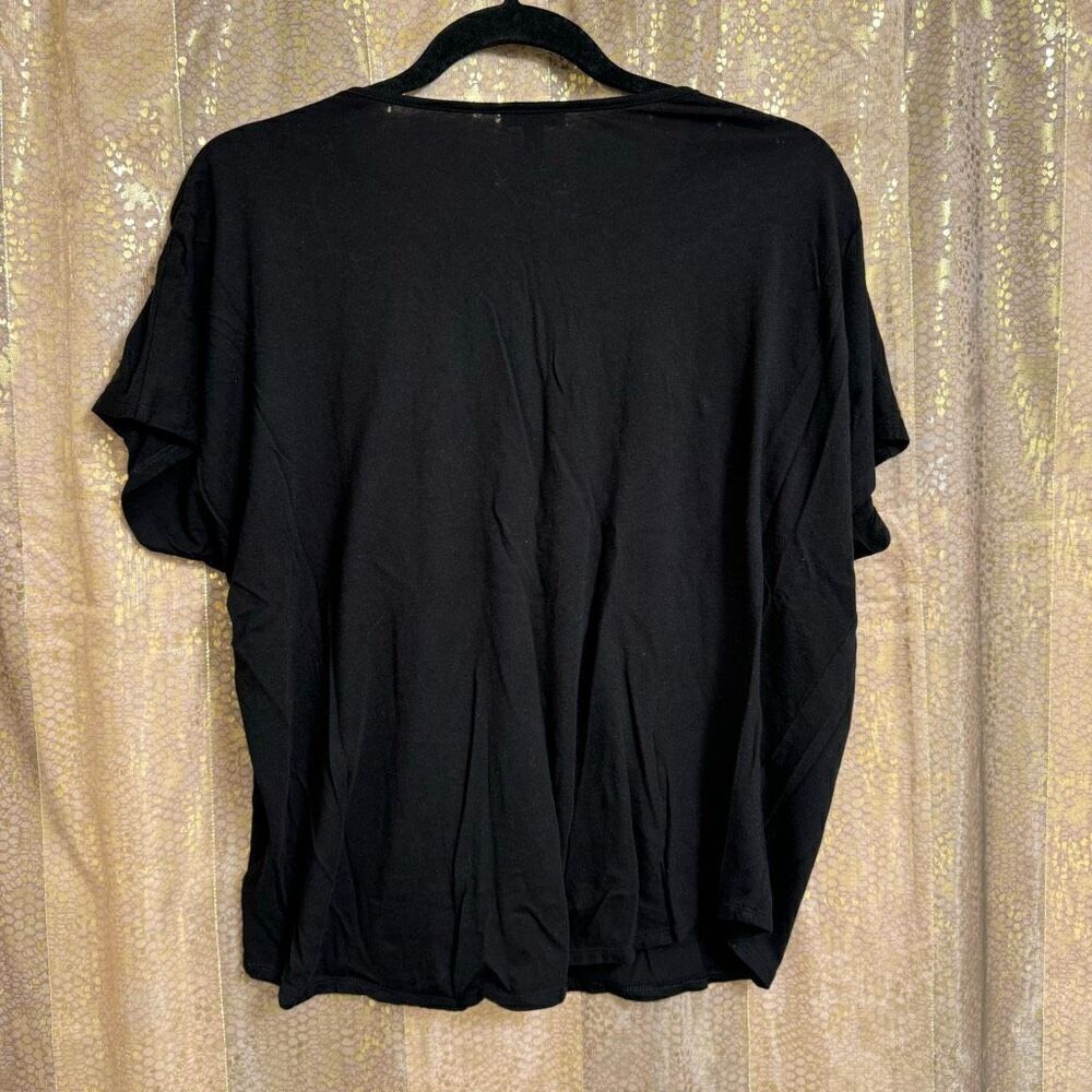 Express Black Strappy V Neck Cotton Modal Relaxed T Shirt Large - Picture 5 of 6